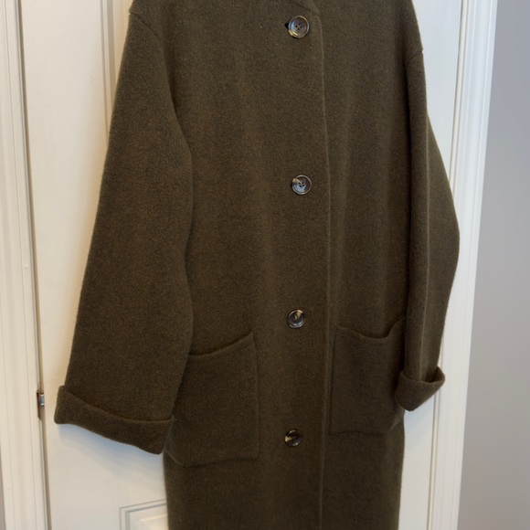 Zara Oversized Khaki Olive Green Long Sweater Coat size Medium NWOT - Picture 10 of 10